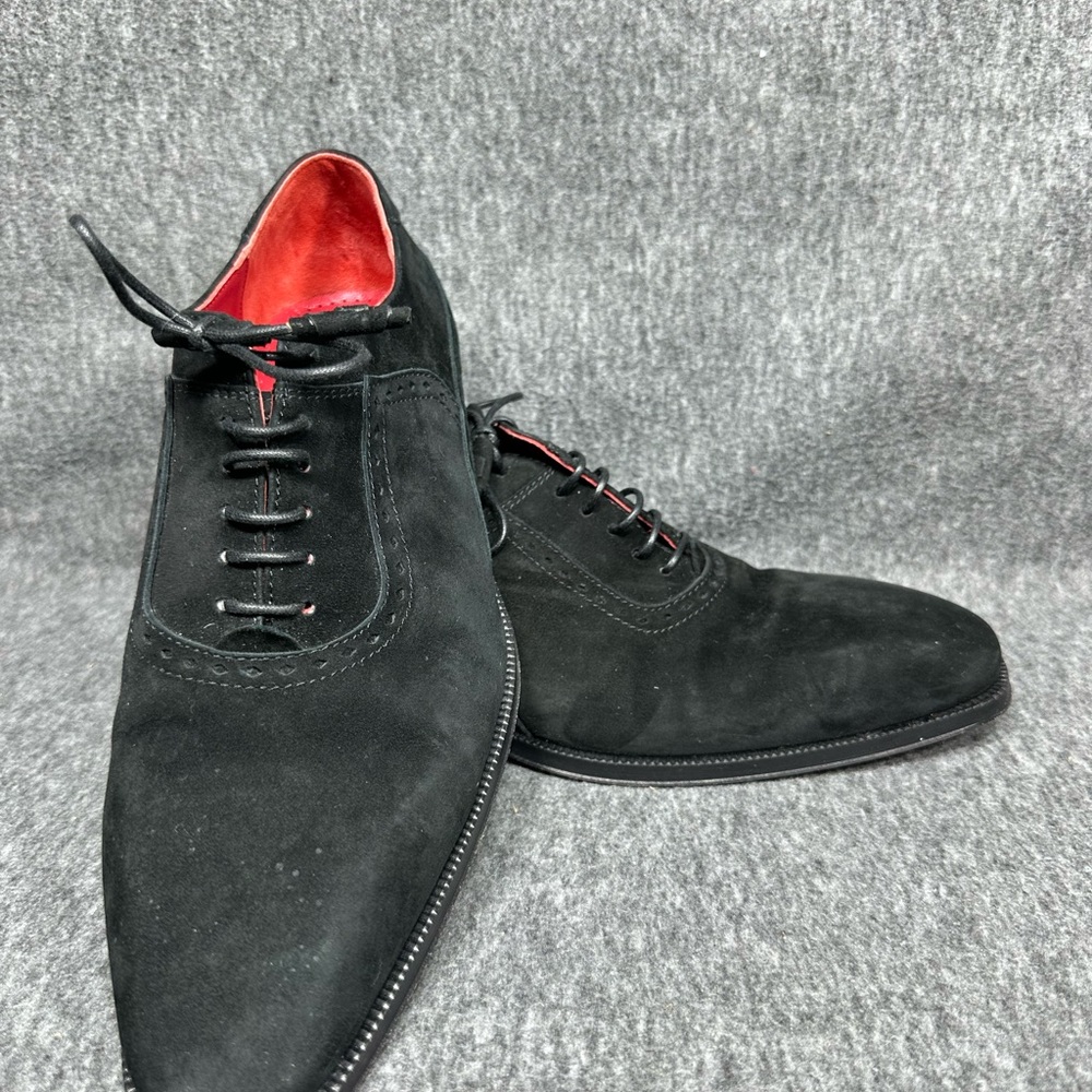 Emilio Franco Black Suede Men's Shoes with Red Accents